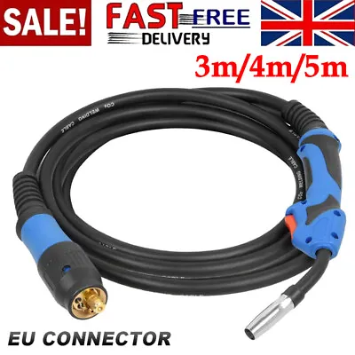 MB15 MIG Welding Torch Lance 3/4/5m Cable Euro Connector For Gas Gasless Welder • £26
