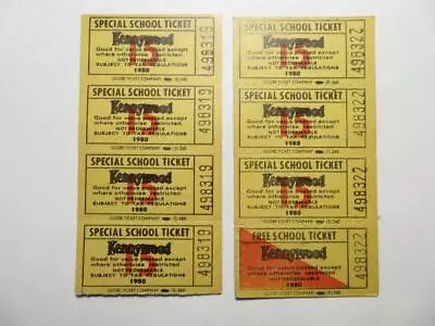 Kennywood Park Pittsburgh PA Vintage Amusement Park Ride Tickets 1980 8 Ct. • $8.96