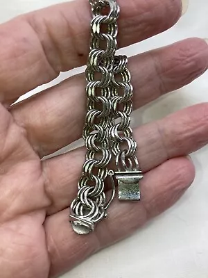 Fantastic Vintage Jb Sterling Silver Triple Link Starter Charm Bracelet • $25