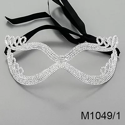 Rhinestones Masquerade Mardi Gras Party Elegant Beautiful Mask With Black Ribbon • $20.99