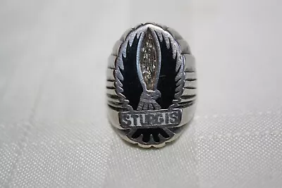 Vintage 1987 G&S Silver Tone Black Sturgis Biker Ring Sz 8.75 • $68