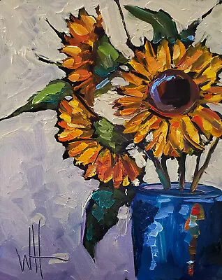 Hawkins Sunflowers Original Art Oil Painting Impressionism Style Artist Canvas • $38.01