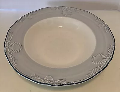 Mikasa South Hampton Blue Rimmed Soup Bowl DY903 9.5” Shells Foil Beach Coastal • $8.09