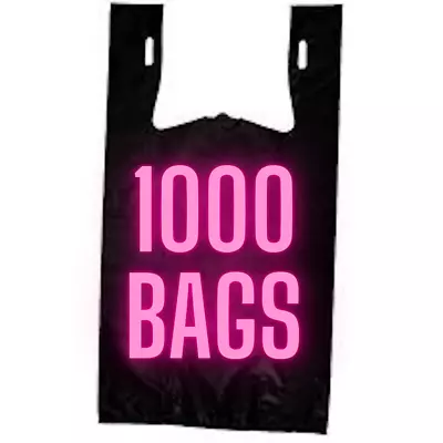 1000 Large Bags 1/16  21 X 6.5 X 11.5 BLACK T-Shirt Plastic Atlanta Area Pick Up • $19.77