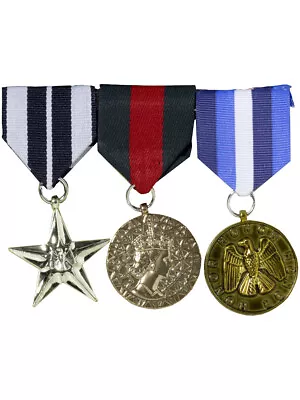 Set Of 3 War Hero Costume Accessory Military Vet Star Medals • $14.98