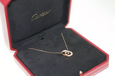 Cartier Love 18k Rose Gold Diamond Interlocking Pendant Necklace 16  [014GRA] • $4499.99