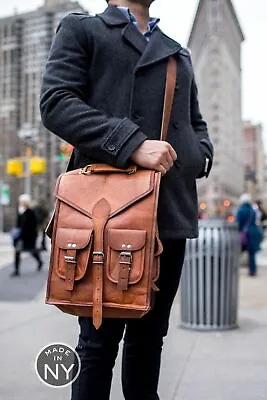 Bag Genuine Leather Backpack Rucksack Laptop Vintage Satchel Messenger Men's Bag • $57.73