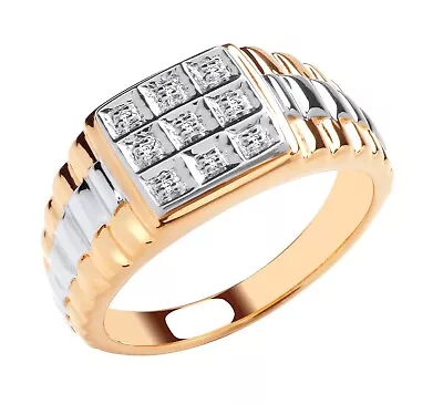 9ct Yellow Gold On Silver Real Diamond Men's Rolex Ring Size N - Z+2 • £49.95