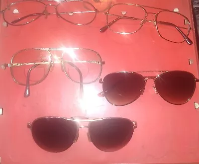 Vintage Lot Of 5 Aviator Sunglasses & Eyeglasses Frames For Parts • $21.88
