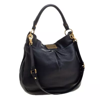 MBMJ Marc Jacobs Hillier Leather Hobo Bag - Black • $49.99