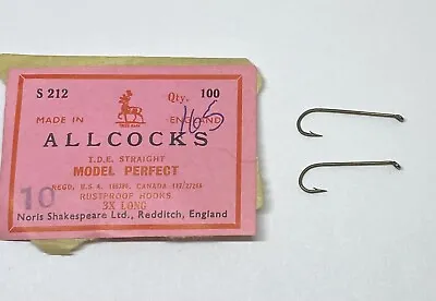50) #10 Vintage ALLCOCKS Model S 212 Streamer Fly Tying Hooks • $3