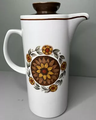 VTG Sunflower Pitcher Alfred MEAKIN  Glo-white IRONSTONE COFFEE POT & LID • £19.30