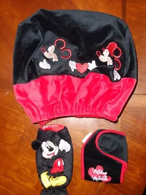 Disney Mickey & Minnie Mouse 2 Headrest Gear Shift Brake Cover Car Accessory Set • $39.99