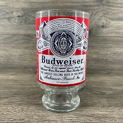 Budweiser Classic Vintage 90's Footed Tumbler Beer Glass 12 Oz. • $14.99