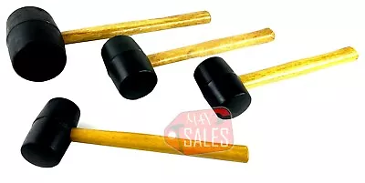 4 Pcs Rubber Mallet Hammer Set Heavy Duty Wooden Handle 32 24 16 8 Oz • $20.99