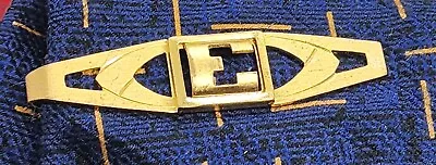 Vintage TIE BAR CLIP CLASP STAY Gold Tone  E  Initial / Letter Atomic MCM • $9.99