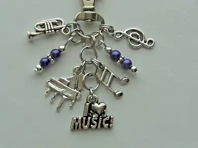 Love Music Treble Clef Music Note Key Chain Purse Clip Bag Charm Backpack Fob • $3.99