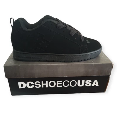DC Shoes Mens Black Court Graffik Leather Skate Sneaker Low Top Size 11.5 AU • $89.95