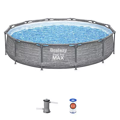 Bestway Steel Pro MAX 12' X 30  Above Ground Swimming Pool Set Gray (Open Box) • $136.68