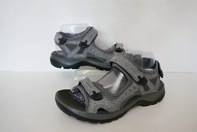 Ecco Offroad Grey Pebble Nubuck Leather Adjustable Walking Sandals Uk 7 Eu40 • £38