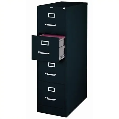 Hirsh 25-in Deep Metal 4 Drawer Letter Width Vertical File Cabinet Black • $278.94