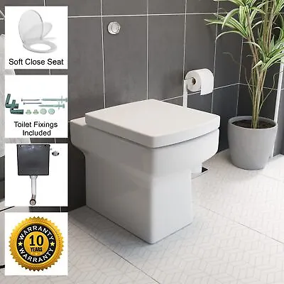 £125.10 • Buy Back To Wall BTW Toilet WC Pan Square Soft Close Seat Cistern Dual Flush Button