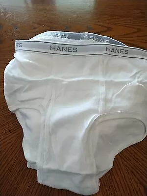 Vintage Hanes Classics White Underwear Brief Mens NOS Double Stripe Large 4 Pr • $22