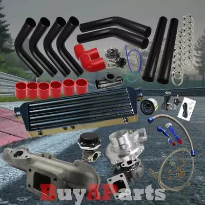 Black Intercooler Piping Red Couplers Turbo Kit For 1995-1999 Eclipse 420A 2.0L • $689.98