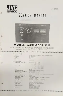 JVC - Nivico - MCM-105E/5111 - Stereo Power Amplifier Service Manual • $15