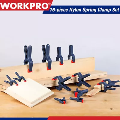 WORKPRO 16PC Spring Clamp Set Nylon Spring Clamp Set 6-1/2  4-1/2  3-3/8  Clamps • $16.99