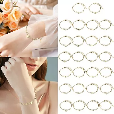 Fashion Simple Double Chain Stacking 26 Letters Gold Stainless Steel Bracelet • $5.02