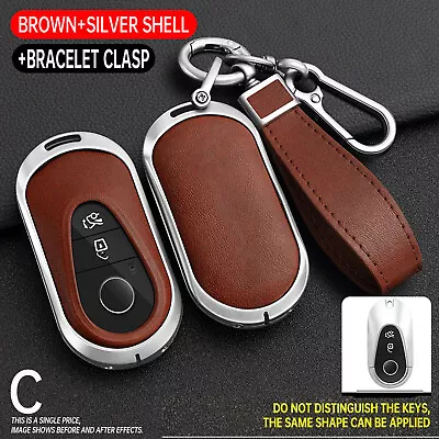 Zinc Alloy Leather Car Key Fob Case Cover For Mercedes Benz C S Class 2021-2023 • $17.99