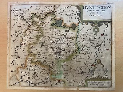 17th Century Map Of Huntingdonshire Christopher Saxton / William Kip • £19.95