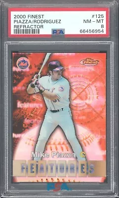 2000 Finest Mike Piazza Ivan Rodriguez Refractor #125 PSA 8 • $16.95