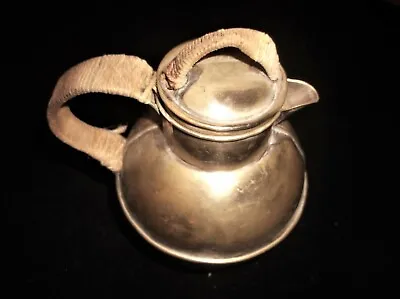 Genuine Vintage Small Silver Plated Jersey Milk Jug Twine Wrapped Lid & Handle • £12.50