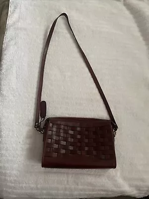 Etienne Aigner Brown Woven Leather Crossbody Bag Purse 11x7x3 • $25