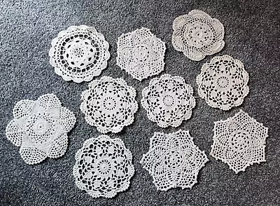 Lot Of 10 ~ Vintage ~ Ivory ~ Crochet ~ Multi-Pattern ~ Doilies ~ Small 5 -6  • $6.50