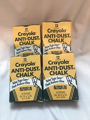 Lot 4 Vtg Crayola Anti-Dust Chalk Boxes No. 1401 Binney & Smith 1988- 48 Total • $19.99