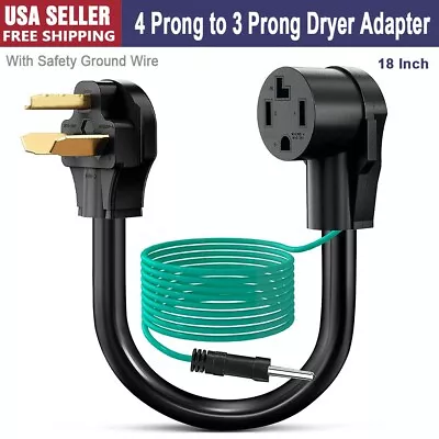 4 Prong To 3 Prong Dryer Adapter With Safety Ground Wire/18IN Dryer Plug Adapter • $16.79