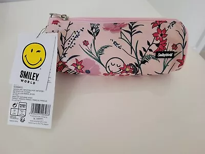 New Smiley World Lannoo Cute Pink Multi-coloured Flowers Make Up Bag Pencil Case • £12.99