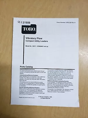 Toro Vibratory Plow For Compact Utility Loaders Parts Catalog #22911 • $19.36