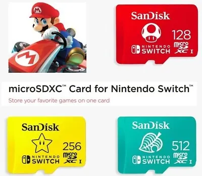 Nintendo Switch Memory Card SanDisk 128GB 256GB 512GB Micro SD XC C10 UK • £6.97