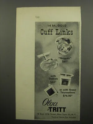 1955 Olga Tritt Jewelry Advertisement - 14 Kt. Gold Cuff Links • $19.99