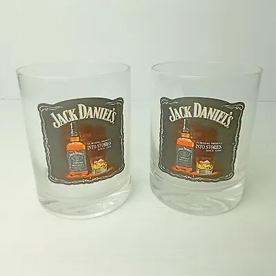 $32.50 • Buy JACK DANIELS 2 Glasses Whiskey Turning Nights Into Stories Drinking Pair Tumbler