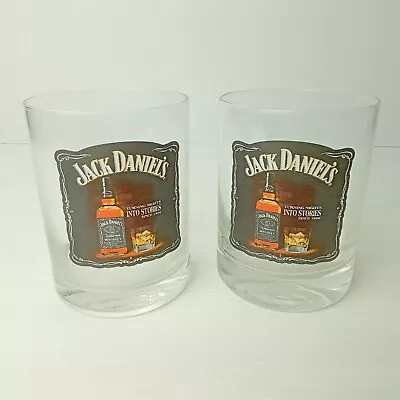 $32.50 • Buy JACK DANIELS 2 Glasses Whiskey Turning Nights Into Stories Drinking Pair Tumbler
