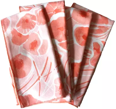 4 Vera Neumann Coral/Salmon Napkins 16  X 16  • $16