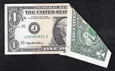 1977 $1 One Dollar Frn Federal Reserve Note “major Printed Fold Error” Au • $899.95