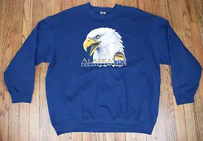 Vintage Fruit Of The Loom Alaska Eagle Crewneck Sweatshirt Pullover Size XXL • $31.49
