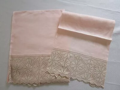 VTG Italian Linen & Filet Laces Embroidered LINEN TOWEL SET HAND BATH SIZE NEW • $99.99