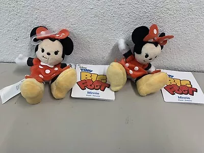 Lot Of 2 4  TINY BIG FEET MINNIE MOUSE Micro Plush Stuffed Animal Disney Store • $12.99